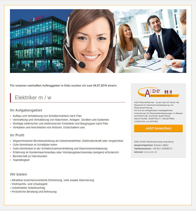 Onepage Stellentemplate